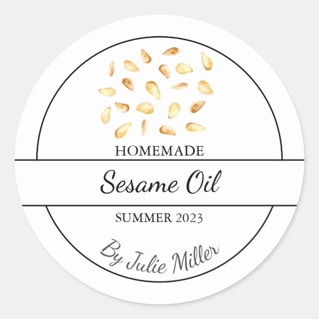 Simple Homemade Sesame Oil Label (Front)