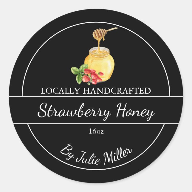 Simple Homemade Strawberry infused Honey Label (Front)