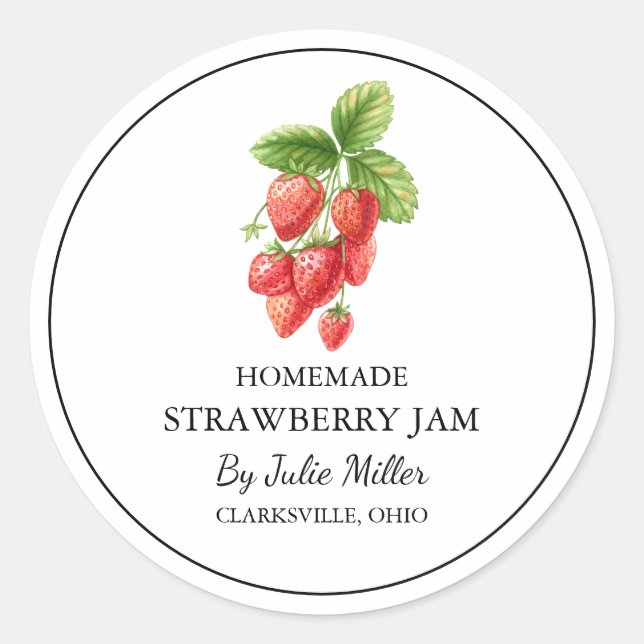 Simple Homemade Strawberry Jam Label (Front)