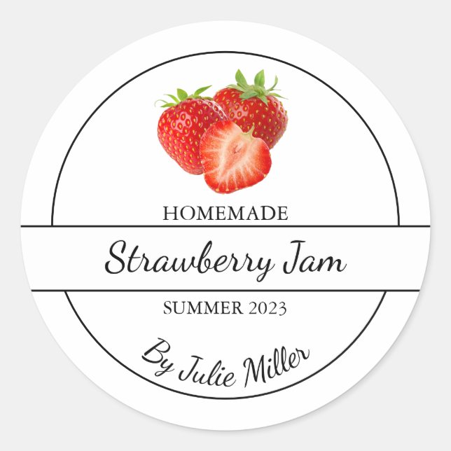 Simple Homemade Strawberry Jam Label (Front)