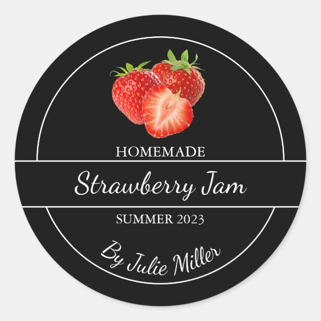 Simple Homemade Strawberry Jam Label (Front)