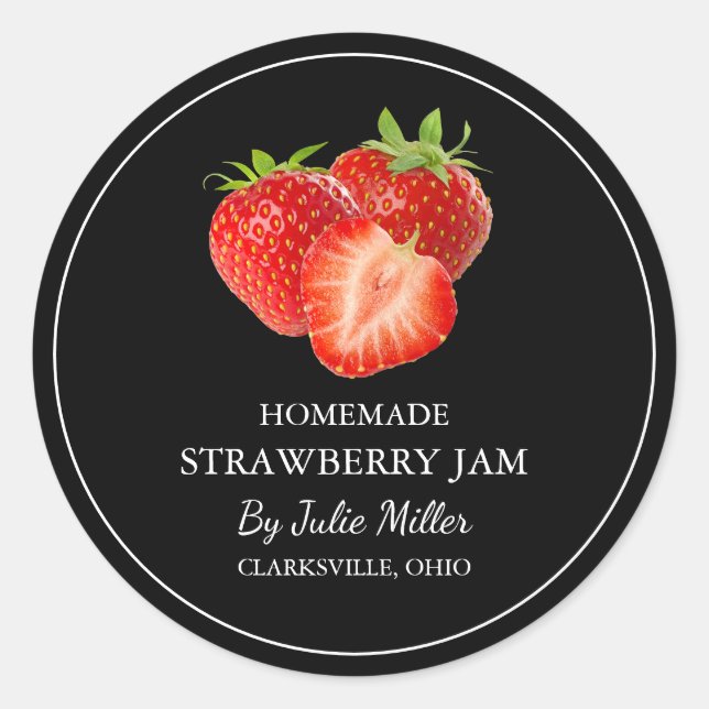 Simple Homemade Strawberry Jam Label (Front)