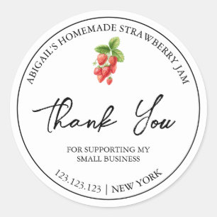 Simple Homemade Strawberry Jam Thank You Label