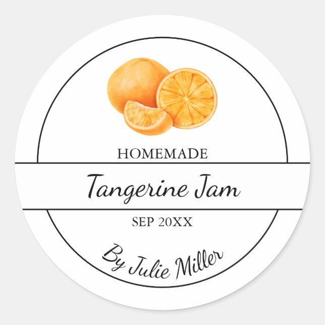 Simple Homemade Tangerine Jam Label (Front)