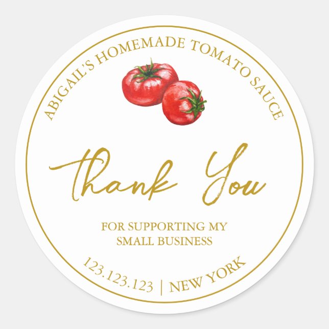 Simple Homemade Tomato Sauce Thank You Label (Front)