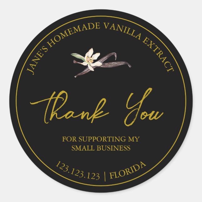 Simple Homemade Vanilla Extract Thank You Label (Front)