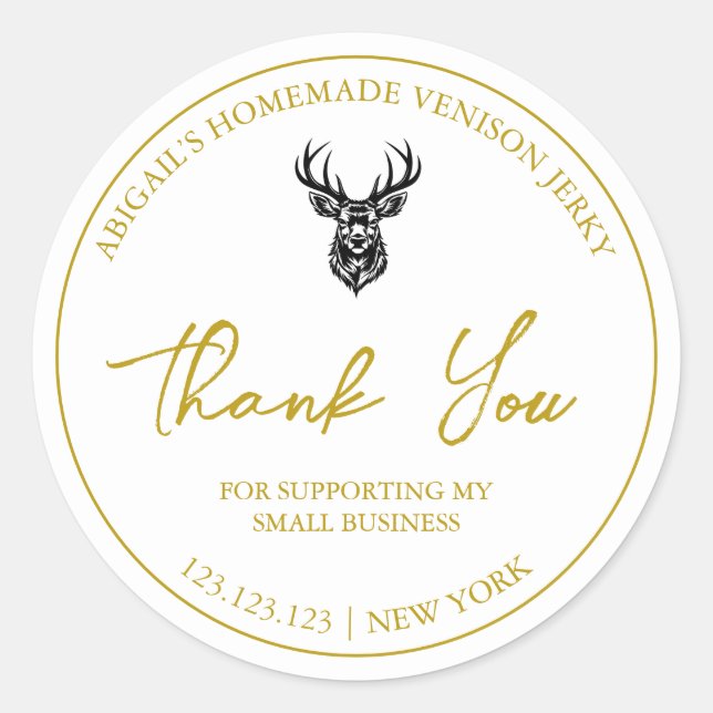 Simple Homemade Venison Jerky Thank You Label (Front)