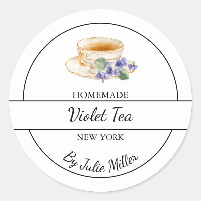 Simple Homemade Violet Tea Label (Front)