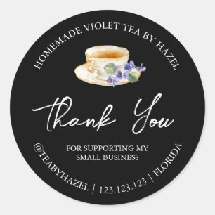 Simple Homemade Violet Tea Thank You Label