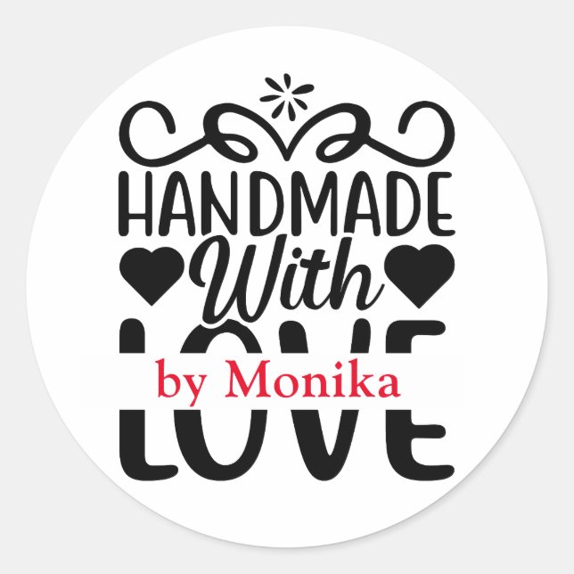 Simple Homemade With Love Personalised  Classic Round Sticker (Front)