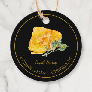 Simple Honeycomb Basil Infused Honey Hang Tag