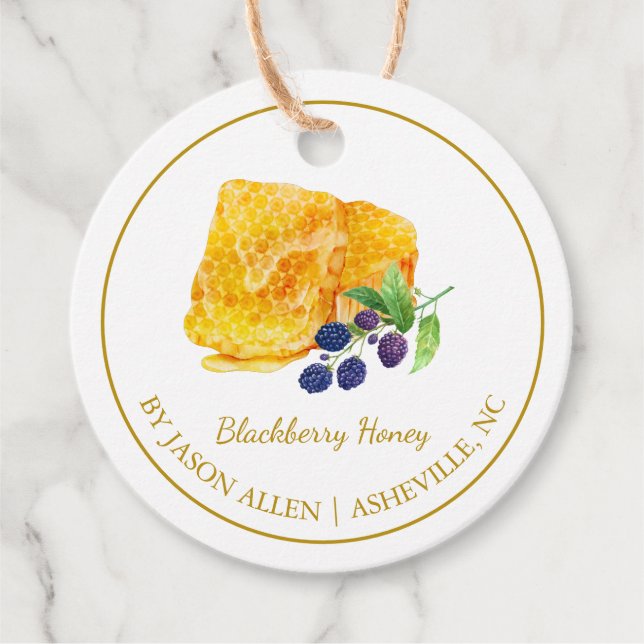 Simple Honeycomb Blackberry Infused Honey Hang Tag (Front)
