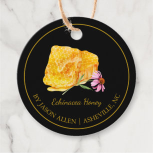 Simple Honeycomb Echinacea Infused Honey Hang Tag