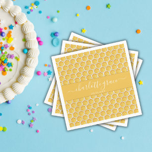 Simple Honeycomb First Bee-themed Celebration Napkin