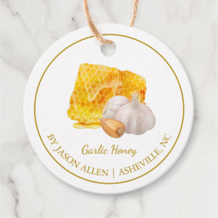 Simple Honeycomb Garlic Infused Honey Hang Tag
