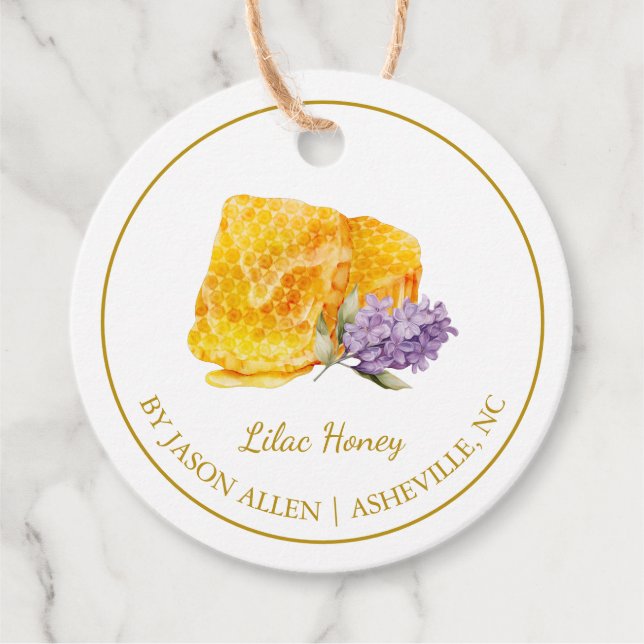 Simple Honeycomb Lilac Infused Honey Hang Tag (Front)