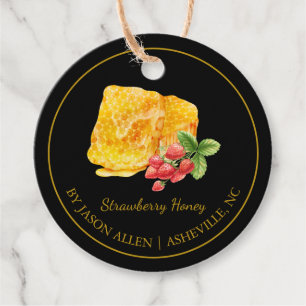 Simple Honeycomb Strawberry Infused Honey Hang Tag