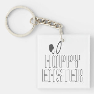 Simple Hoppy Easter Pun Typography   Keychain