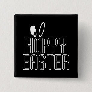 Simple Hoppy Easter Pun Typography Pin Button