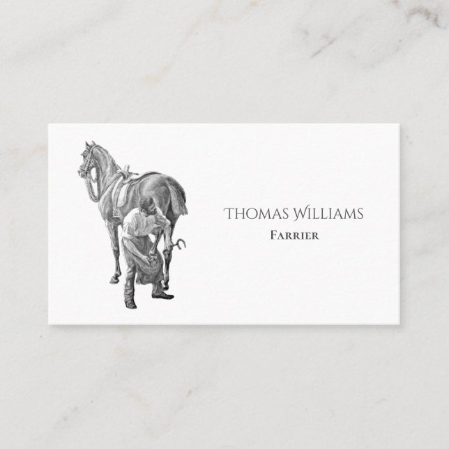 Simple Horseshoe Equestrian Horse Farrier Service Business Card (Front)