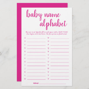 Simple Hot Pink Alphabet Name   Magenta Party Game
