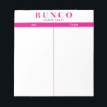 Simple Hot Pink and White Bunco Table Tally Notepad<br><div class="desc">Toss a sheet on each table for the person keeping tally of the score and streamline your Bunco game with these ready to go and easy to use tear off tally sheets with two blank columns and fuchsia hot pink accents.</div>