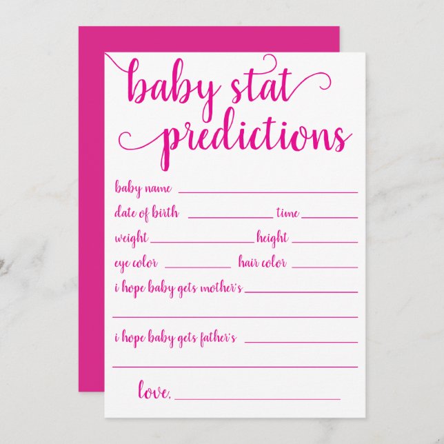 Simple Hot Pink Prediction | Magenta Keepsake Card (Front/Back)