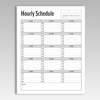 Simple Hourly Schedule Notepad