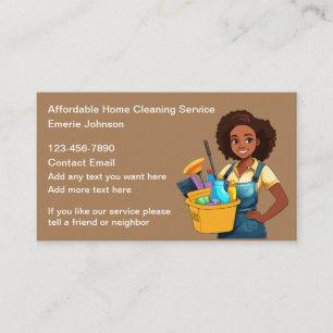 Simple House Cleaning African American Business Card