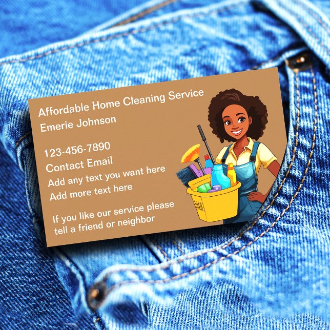Simple House Cleaning African American Business Card (Creator Uploaded)
