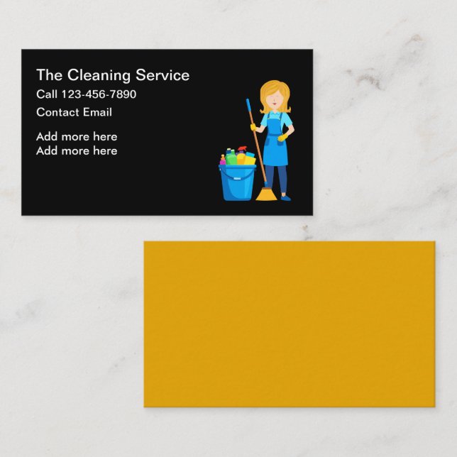 Simple House Cleaning Maid Services Business Card (Front/Back)