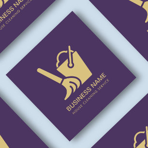Simple House Cleaning Service Royal Purple  Square Business Card