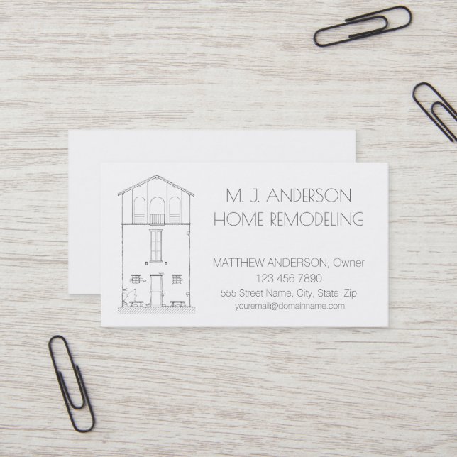Simple House Modern Minimalist Professional Business Card (Front/Back In Situ)