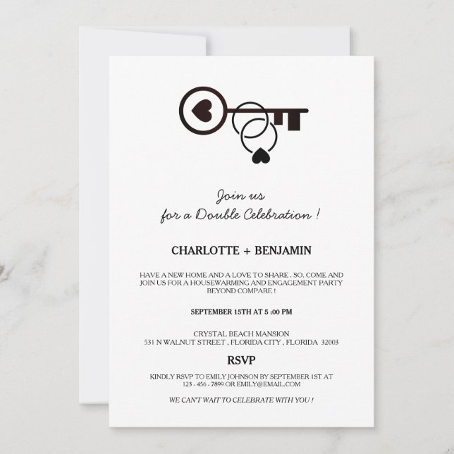 Simple Housewarming And Engagement Party Invitation (Front)