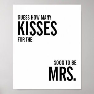 Simple How Many Kisses Bridal Shower Game Poster