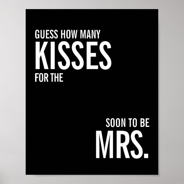 Simple How Many Kisses Bridal Shower Game Poster (Front)