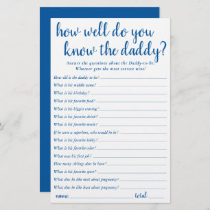 Simple How Well Do You Know Daddy Blue Keepsake