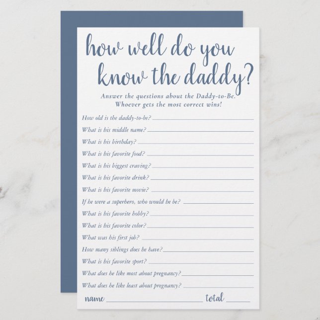 Simple How Well You Know Daddy | Dusty Blue Card (Front/Back)