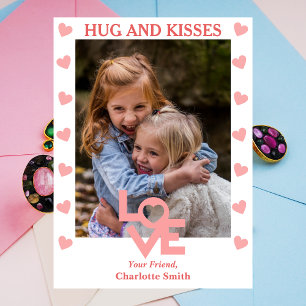 Simple Hug and kisses photo classroom valentines  Holiday Card