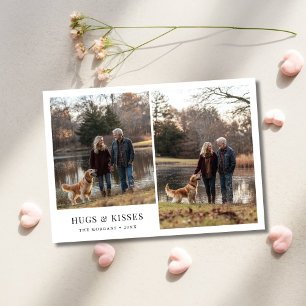 Simple Hugs & Kisses 2 Photo Valentines Dog Family Holiday Card