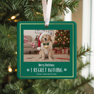 Simple Humor Funny Cute Dog Photo Christmas Ceramic Ornament