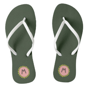 Simple Hunter Green Custom Monogram Thongs