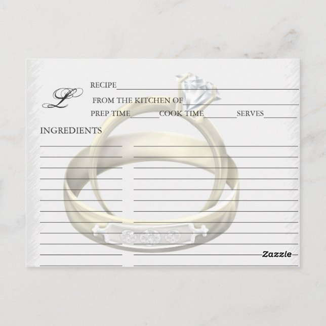 Simple Husband wife Wedding rings Recipe Cards (Back)