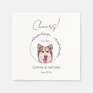 Simple Husky Dog Wedding Cocktail Napkins