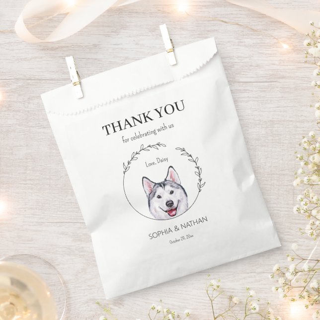 Simple Husky Wedding Thank You Favour Bag (Clipped)