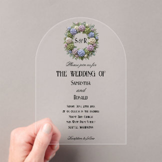 Simple Hydrangea Flowers Acrylic Wedding Invitations