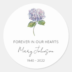 Simple Hydrangea Memorial Classic Round Sticker