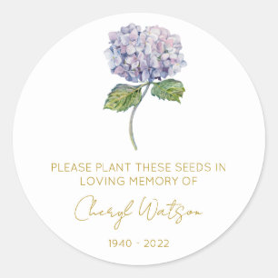 Simple Hydrangea Memorial Seed Packet Classic Round Sticker