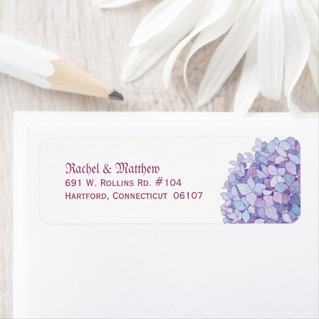 Simple Hydrangea Wedding Return Address Label (Insitu)