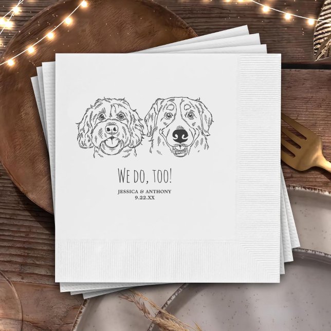 Simple I Do Too Custom Hand Drawing Wedding Napkin (Creator Uploaded)